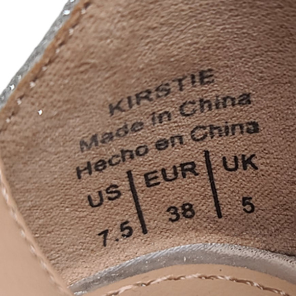 Kellie & Katie Silver Glittery Sandals Ankle Strap Rhinestone Heels Women's 7.5 - Picture 9 of 9